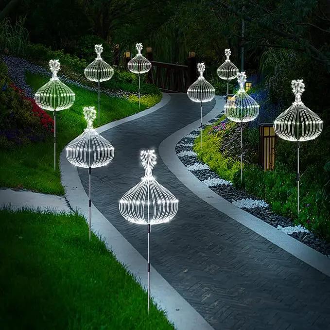 6 Pack Outdoor Solar Garden Lights, 120 LED Waterproof Solar Lamps Decorative, Fireworks Lamp, 8 Modes Landscape Lights with Remote for Pathway Backyard Walkway Patio (Cool White) by GreenHaven Gardens