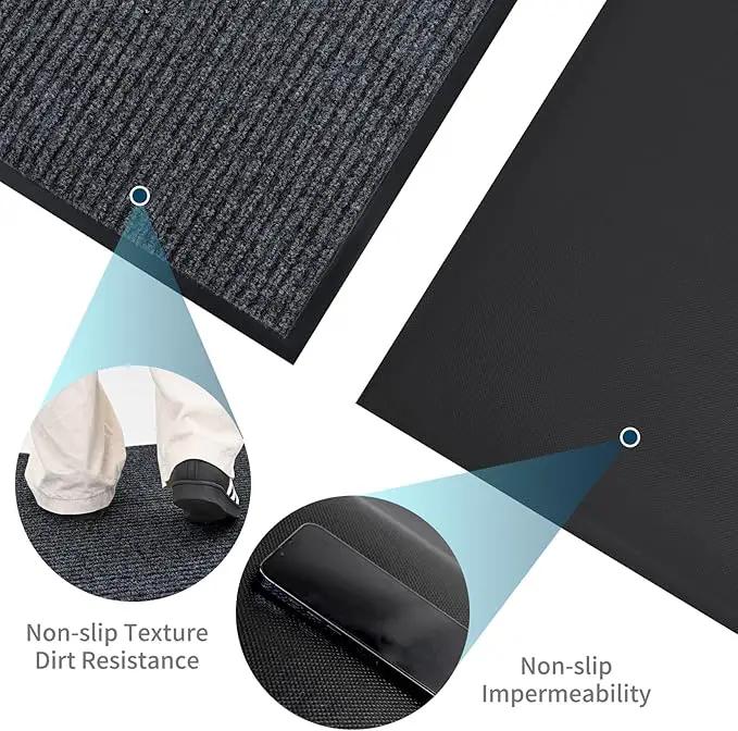 Rubber Door Mat About W3' ×L16' Heavy Duty Large Outdoor Indoor Mat Durable Entrance Doormat Waterproof Rubber Back Rugs for Home Entryway Patio Porch Office Business Areas (Grey) by GreenHaven Gardens
