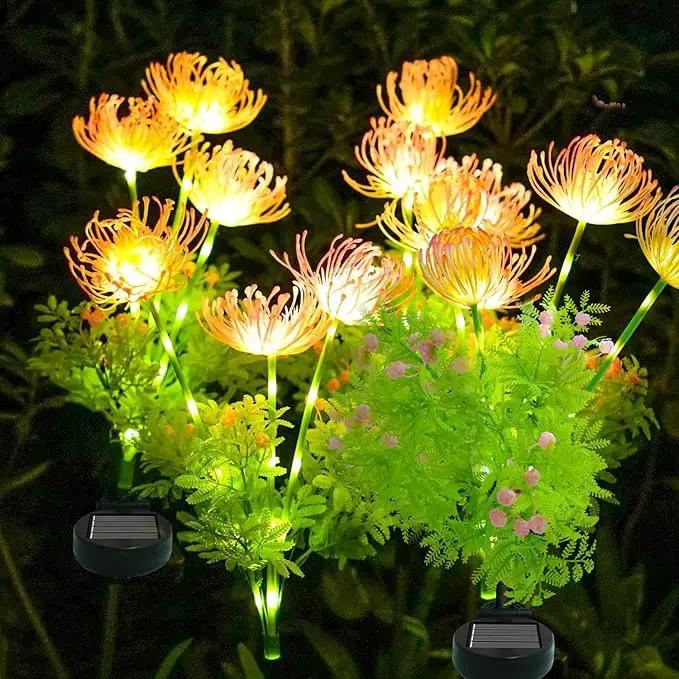 Solar Garden Lights Outdoor - 4 Pack Solar Flower Light Waterproof with Glowing Flowers & Stems for Garden Decoration,Yard Landscape Path Decor and Gift for Mother by GreenHaven Gardens