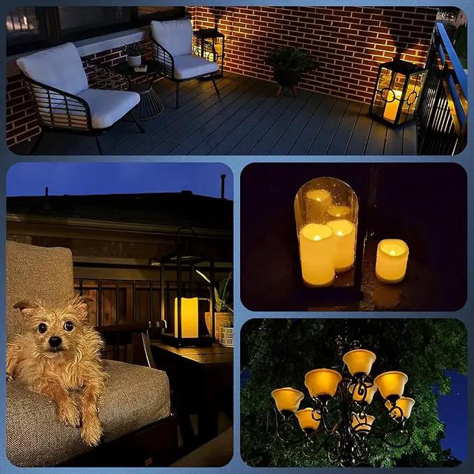 salipt Solar Powered Candles - 3.25" x 4" Waterproof LED Flameless Pillar Candle Set,Dusk to Dawn, Rechargeable Solar Battery Included,Waterproof for Patio Decor,Set of 2 by GreenHaven Gardens