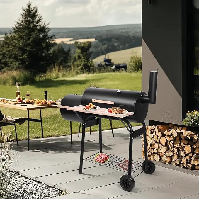 Outvita BBQ Charcoal Grill, Outdoor Patio Barbecue Cooker with Offset Smoker, Wheels and Tray for Balcony Picnics, Party and Camping by GreenHaven Gardens