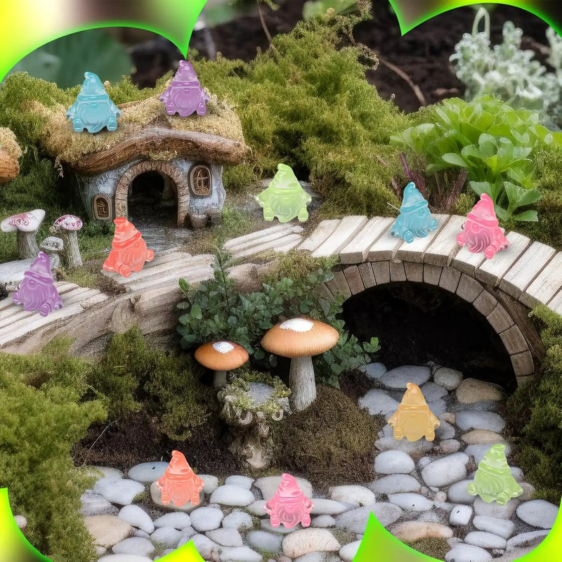 60 Pcs Mini Resin Luminous Gnomes Bulk Tiny Fairy Resin Statues Glow in The Dark Small Gnomes Miniature Figurines for Landscape Outdoor Patio Yard Lawn Plant Pots Fairy Decor (Vivid) by GreenHaven Gardens