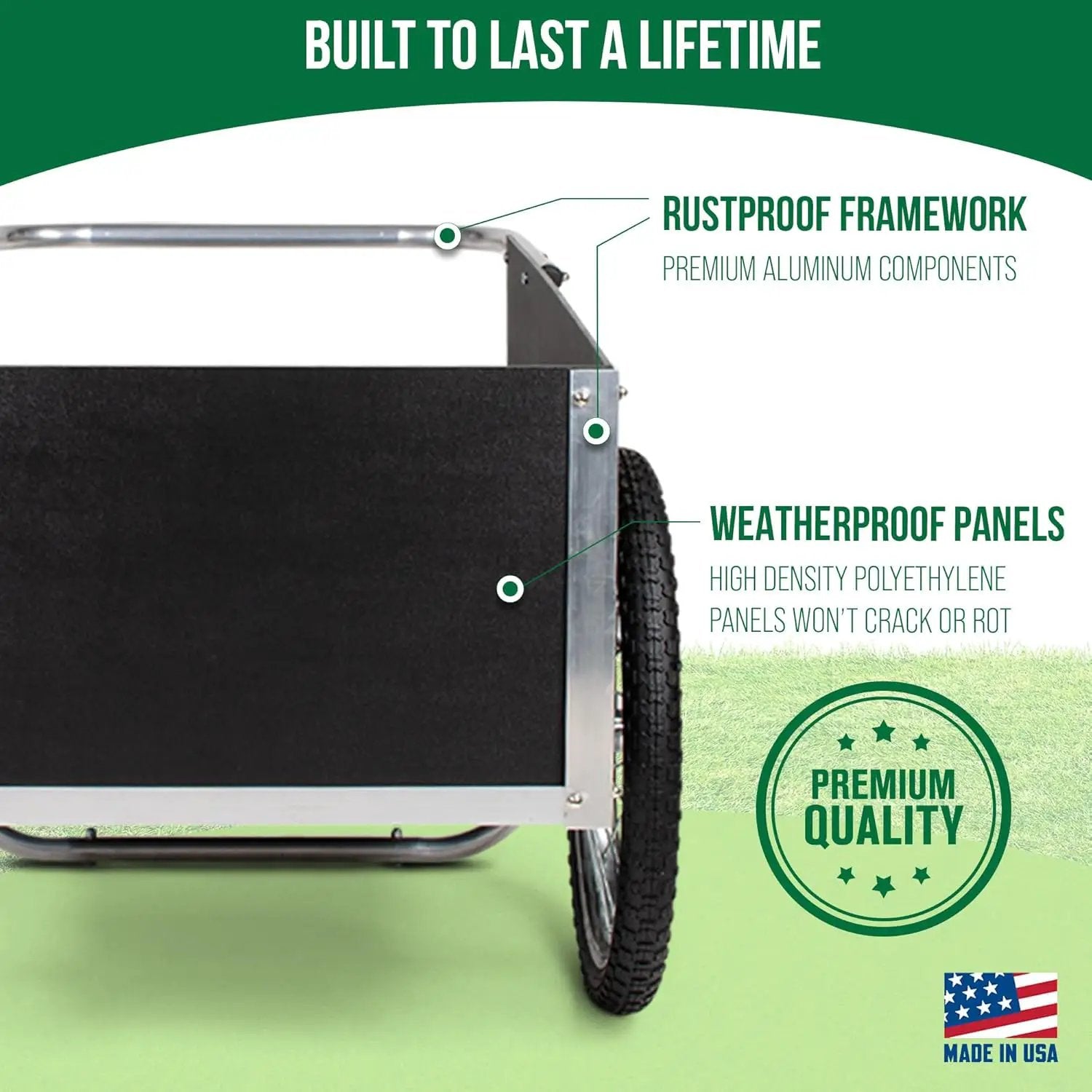 Smart Carts Ultimate Gardener Cart with 7 CF Capacity, Large 20-Inch Wheels for Effortless Maneuverability, and Aluminum Frame That is Strong, Lightweight, and Rustproof by GreenHaven Gardens
