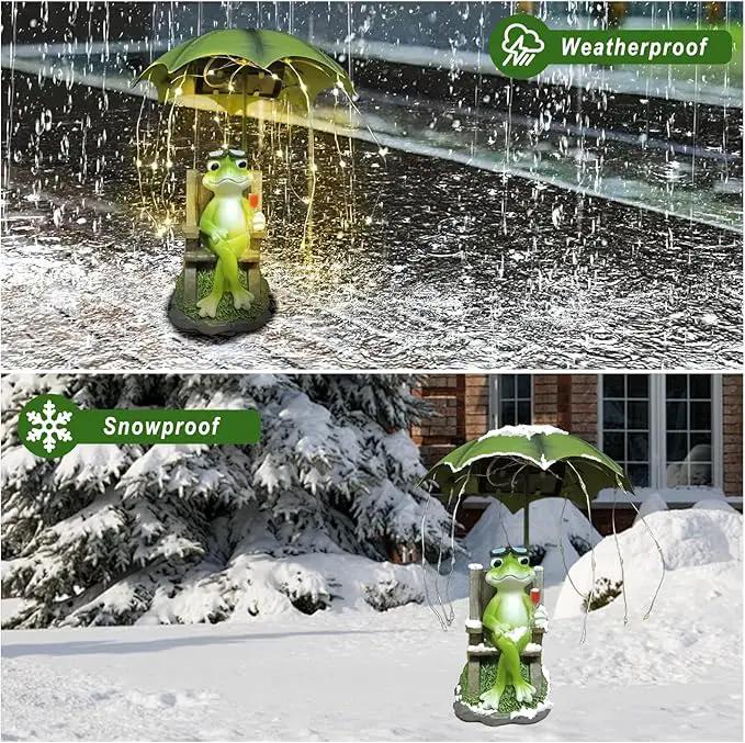 Solar Garden Frog Decor Statue Fairy Garden Accessories Outdoor Figurine LED Lights Art Housewarming Gift for Patio,Yard,Lawn Ornament Women Gardening Decoration Gifts by GreenHaven Gardens