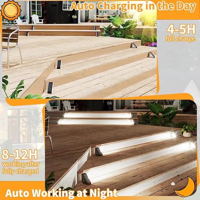 KINKAI Solar Stair Lights - 10 Pack Step Light Outdoor Deck Light Solar Lights Outdoor Waterproof Decor for Steps Front Door Porch Yard Patio (White Light) by GreenHaven Gardens
