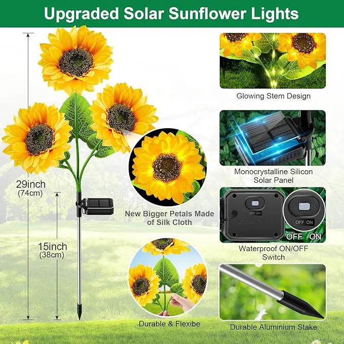 Outdoor Solar Garden Lights, 2024 Upgraded Waterproof Outdoor Solar Lights with 9 Bigger & Brighter Sunflowers, Garden Lights Solar Powered Outdoor Lights for Outside Patio Yard Decorations by GreenHaven Gardens