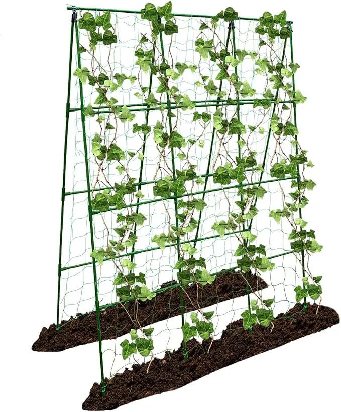 Large A-Frame Garden Trellis for Tomatoes, Cucumbers & Heavy Climbing Plants - Rust-Resistant, Heavy-Duty Steel, Perfect for Outdoor Gardens & Vertical Gardening(47" W x 63" H) by GreenHaven Gardens