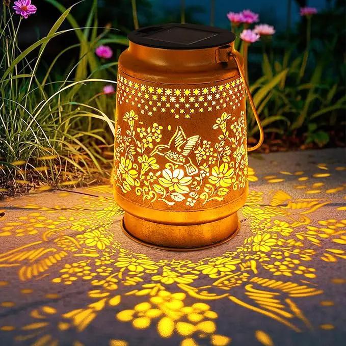 2 Pack Solar Lanterns Outdoor Hanging Lanterns with Shepherd Hook, Birthday Gifts for Women Mom Grandma Hummingbird Metal Decor Lantern Waterproof Solar Lights LED Decorative for Garden Yard Patio by GreenHaven Gardens