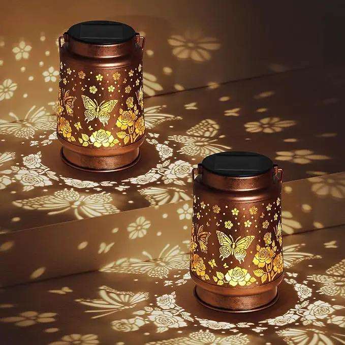 Butterfly Solar Lanterns Outdoor Waterproof Rose Garden Decor Gifts for Women Mom Grandma Hanging Solar Lights Metal Solar Decoration Outside for Yard, Patio, Backyard, Porch by GreenHaven Gardens