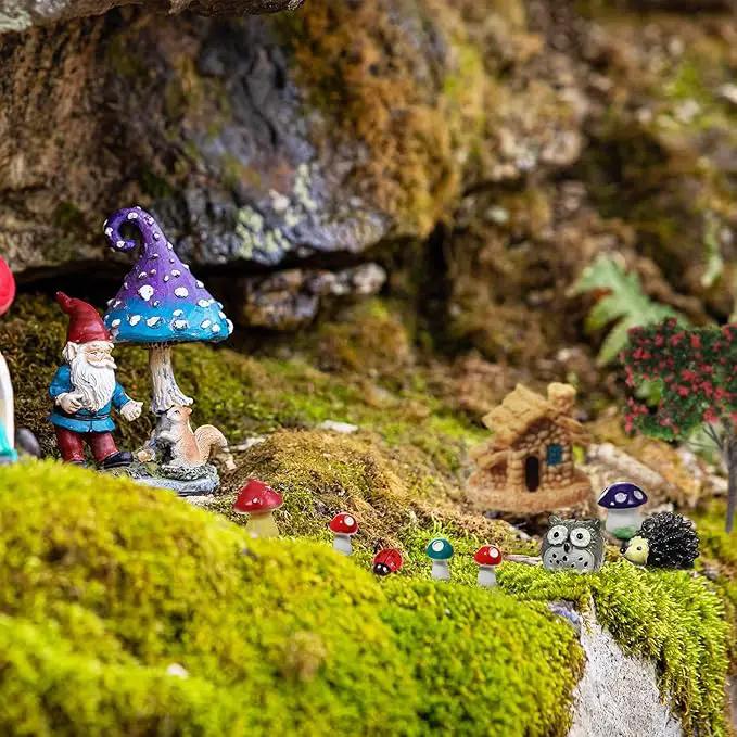 58 Pcs Mini Garden Accessories Set Fairy Village Miniature Fairy House Starter Kit Mini Terrarium Figurines Micro Landscape Mixed Model Tree Diorama Supplies for DIY Succulent Dollhouse Craft by GreenHaven Gardens