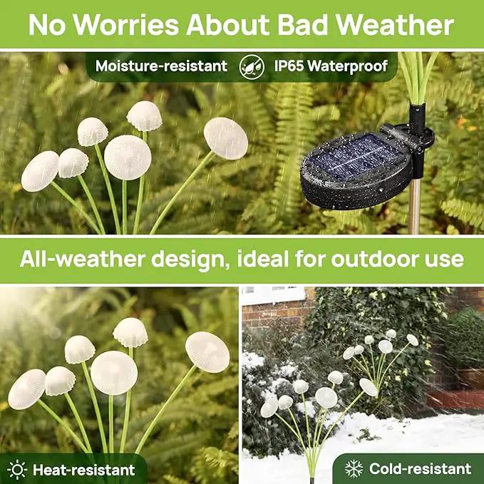 Solar Garden Lights, 2-Pack Dual Mode LED Solar Mushroom Lights, Waterproof Firefly Outdoor Decor for Yard, Patio, and Pathway – Warm White Jellyfish Ambiance by GreenHaven Gardens