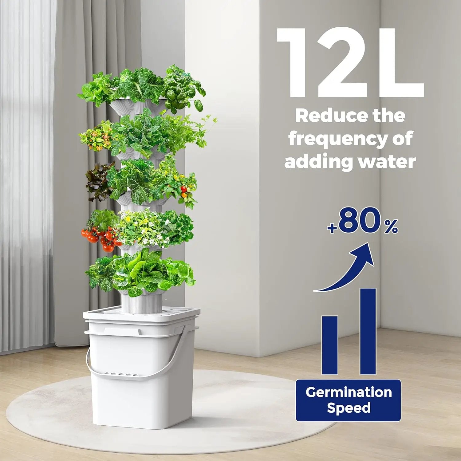 SJZX Hydroponics Growing System Kit, 5-Layer Hydroponic Tower, 30 Planting Holes, Space-Saving Vertical Gardening System, Suitable for Both Indoor and Outdoor use Germination Kits by GreenHaven Gardens