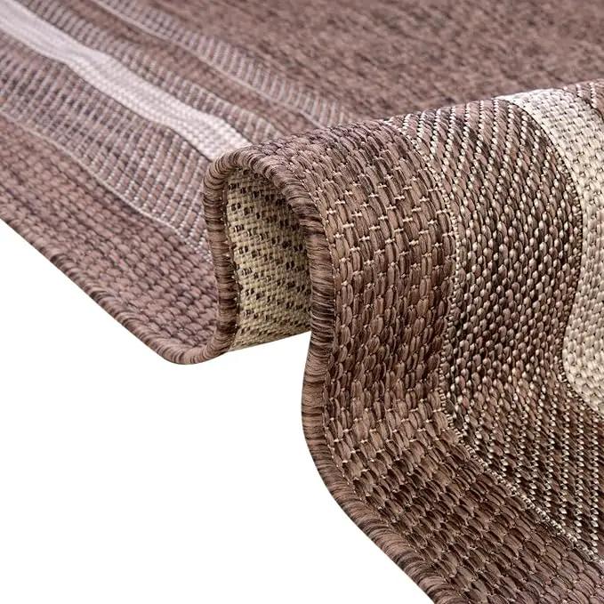 Unique Loom Outdoor Border Collection Area Rug - Soft Border (9' x 12' Rectangle, Brown/ Ivory) by GreenHaven Gardens