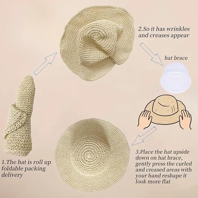 Floppy Big Beach Straw Hats for Women Foldable Summer Wide Brim Packable Sun Hat Womens Travel Straw Fedora Hat by GreenHaven Gardens