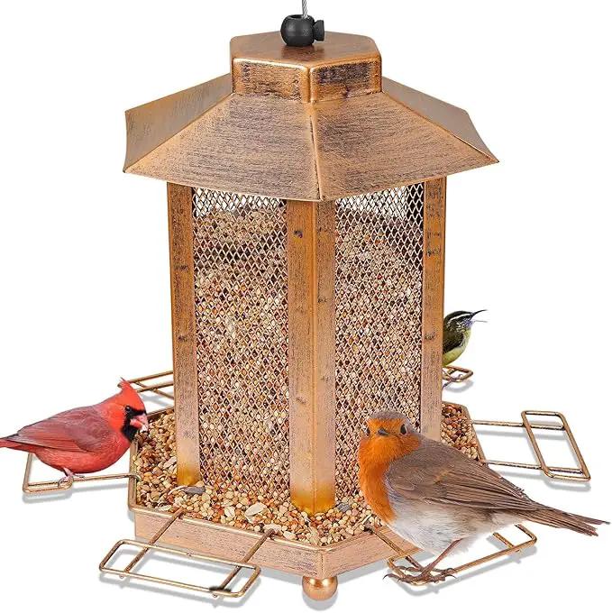 Lantern-Shaped Metal Bird Feeder for Outdoor Hanging, 3.5LB Large Capacity, Garden Decoration - Attracts Wild Birds, Durable Outdoor Bird Feeding Station for Garden Yard Outside Backyard by GreenHaven Gardens