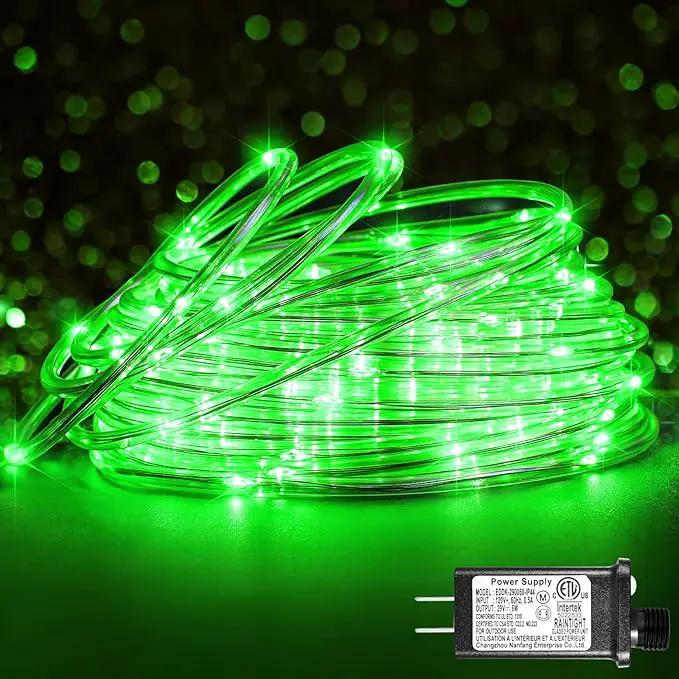 66FT 200 LED Rope Lights for Outside, St. Patrick Day Fairy String Lights with Waterproof 8 Modes, Flexible and Connectable Plug in Twinkle Lights for Indoor Patio Pool Party Holiday Decor, Green by GreenHaven Gardens