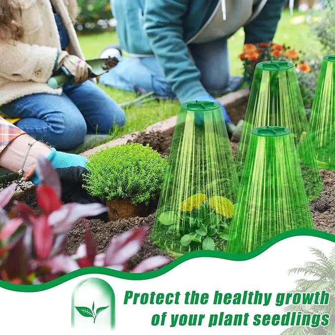 UQM 30 Pack Garden Cloches for Plants, Reusable Bell Plant Protector with Rotary Vent Cover, Garden Protection from Animals Snails Birds Chickens Insect, 9.18" H X 7.56" D (Green) by GreenHaven Gardens