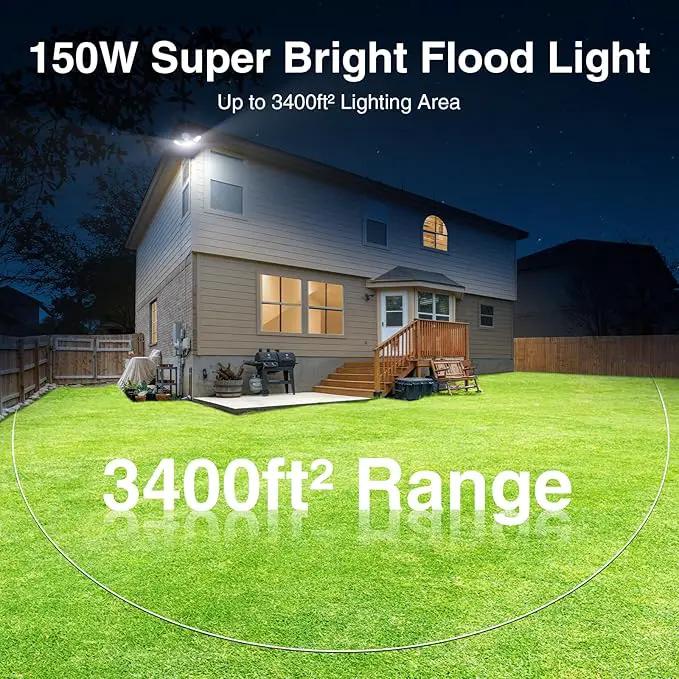 150W Motion Sensor Lights Outdoor for Outside, 15000LM LED Flood Lights Outdoor Wired Dusk to Dawn, Exterior Security Floodlight Fixture Waterproof IP65, Outdoor Lighting for House, Garage 2 Pack by GreenHaven Gardens