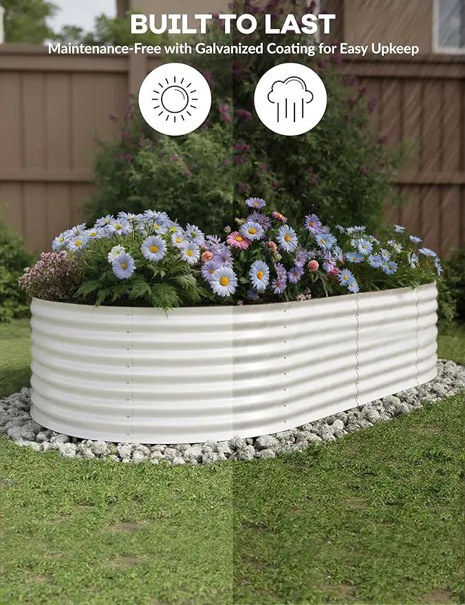 2 Pcs Raised Garden Beds Outdoor 8x4x2ft - Galvanized Steel Planter Box for Vegetables, Flowers, Rust-Resistant Garden Box, Easy Assembly Raised Beds, Durable Planters for Outdoor Plants, Beige by GreenHaven Gardens