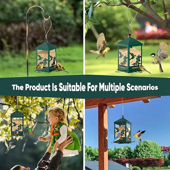 Squirrel Proof Bird Feeders for Outdoors, 6LBS Extra Large Capacity Hanging Metal Bird Feeder with Weight-Activated Perches, Wild Bird Feeders for Outside Finch, Cardinal, Blue Jay by GreenHaven Gardens