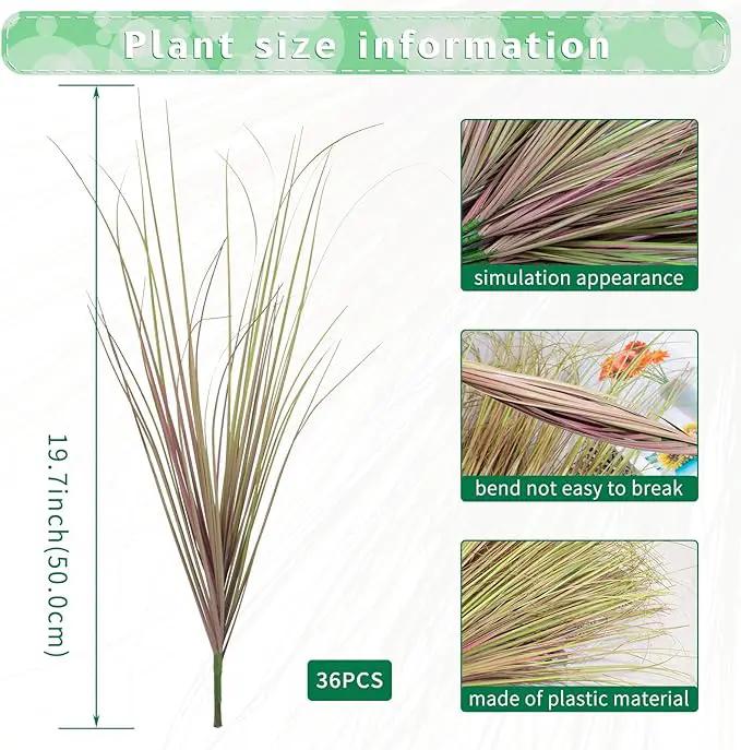36Pcs Artificial Grass Plants, Faux Shrubs Wheat Grass, Artificial Tall Grass Fake Plants for Outdoor Decor,Artificial Greenery Stems Weed for Room Indoor Home Decor（Light Purple） by GreenHaven Gardens