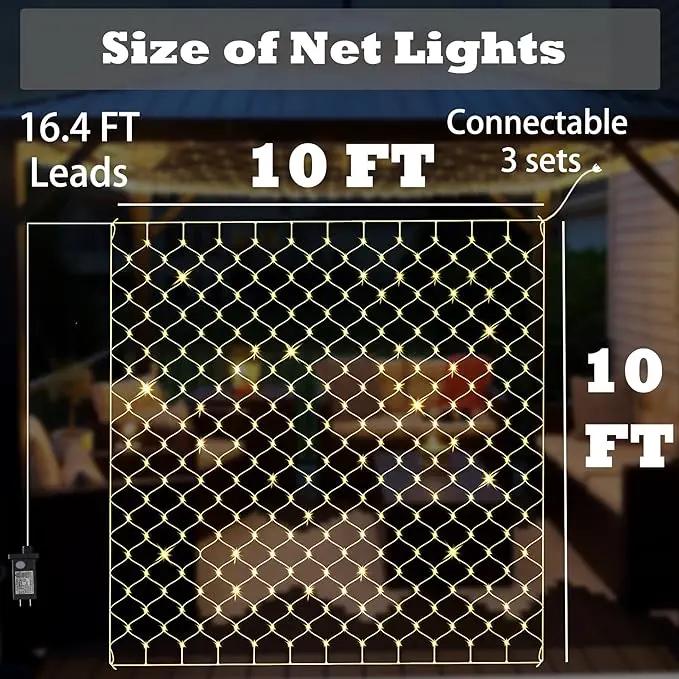 Eueasy Outdoor 360 LED Gazebo Net Lights, 10×10 FT Connectable Fairy Lights with 8 Modes, for Bushes, Garden, Backyard, Holiday, Christmas by GreenHaven Gardens