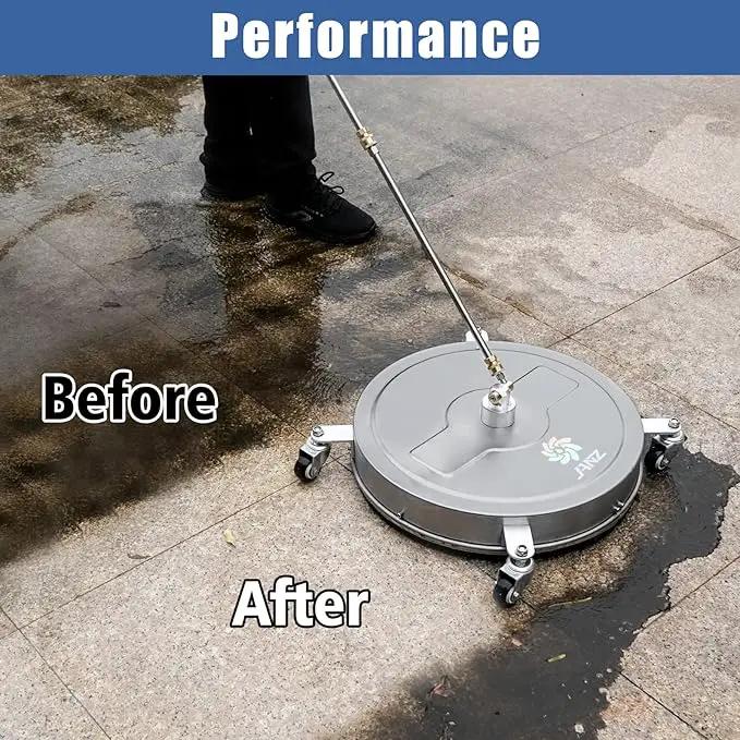 JANZ 20'' Pressure Washer Surface Cleaner with 4 Wheels, Stainless Steel Housing, 1/4" Quick Plug, 2 Extension Wands, 2 Replacement Nozzles and 3 Spray Nozzles, 4000 PSI by GreenHaven Gardens