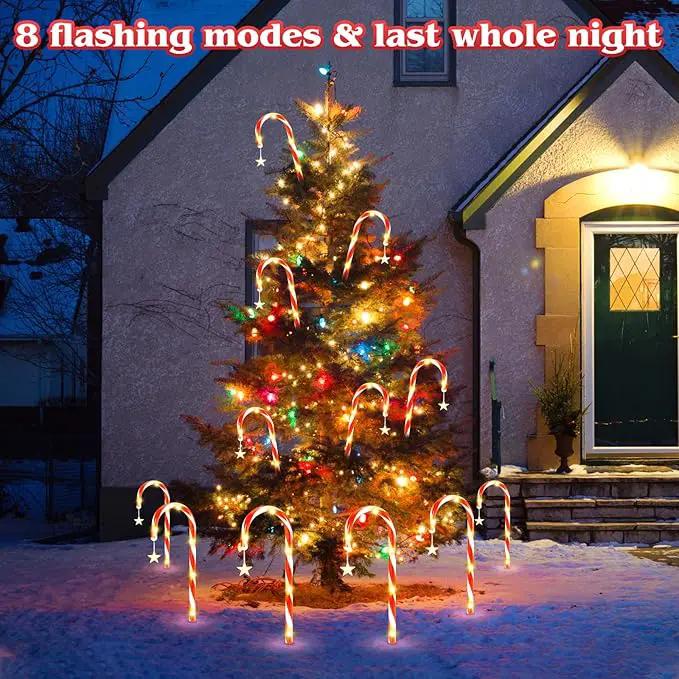 19.3in Christmas Candy Cane Lights with Adapter, 20 Pcs Pathway Light with Snowflake 8 Modes, Outdoor Christmas Decorations for Outside Path, Walkway, Driveway, Sidewalk, Porch, Yard, Garden by GreenHaven Gardens