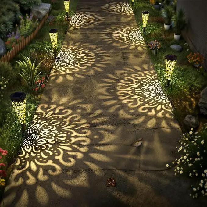 6 Pack Solar Lights Outdoor Garden Decorative Solar Pathway Lights Waterproof Plastic Outside Solar Path Landscape Lights Gardening Gifts for Women Mom Father Backyard Walkway Yard Decor by GreenHaven Gardens