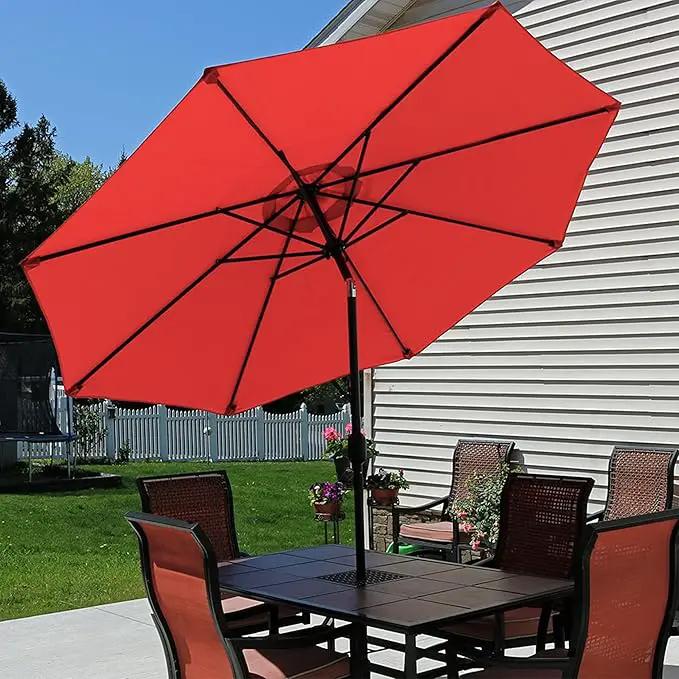 Sunnydaze Outdoor Patio Umbrella - Polyester Table Market Umbrella with Push-Button Tilt and Crank - 8 Sturdy Ribs - Burnt Orange - 9ft by GreenHaven Gardens