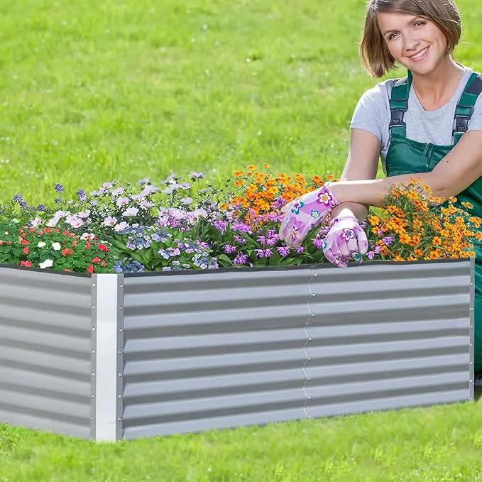 Domi Galvanized Raised Garden Bed, Outdoor Planter Garden Boxes Large Metal Planter Box for Gardening Vegetables Fruits Flowers, Silvery (6x3x2ft) by GreenHaven Gardens