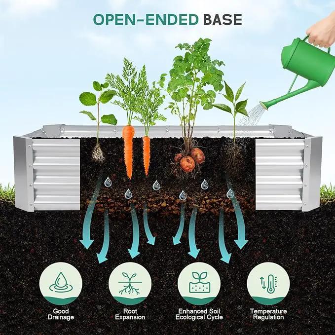 Galvanized Raised Garden Bed - 4x2x1ft Metal Garden Planter Box Outdoor | Steel Raised Bed Kit with Bracing Rods, Gloves for Gardening Vegetables Fruits and Flowers (Silver) by GreenHaven Gardens