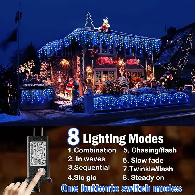 Hezbjiti Christmas Decorations Lights Outdoor, 400 LED 32.8 FT 8 Modes 75 Drops Fairy String Curtain Lights for Christmas Decor Eaves Window Party Yard Garden Indoor (Blue) by GreenHaven Gardens