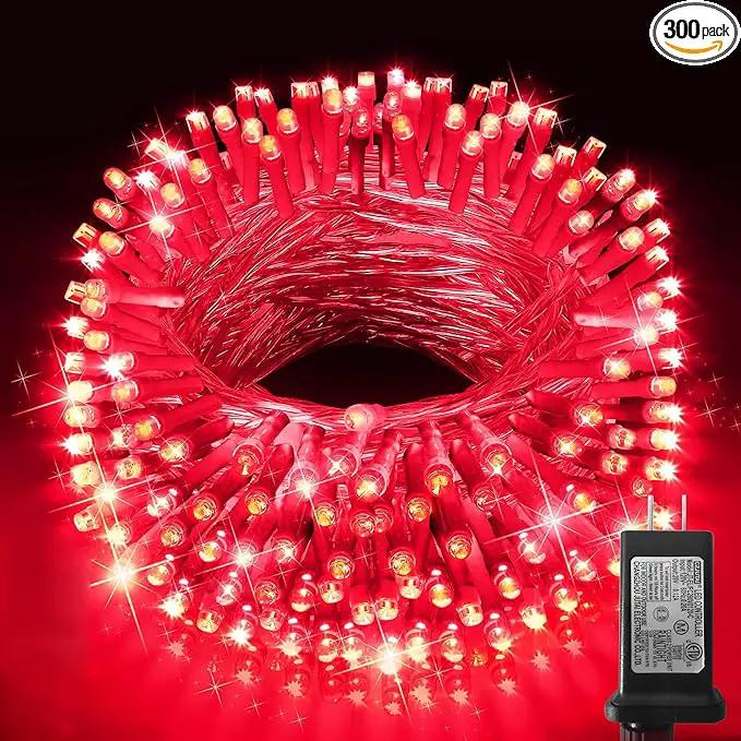KNONEW Outdoor Christmas Lights 300 LED 99ft String Lights 8 Modes & Memory Fairy Light Plug in Waterproof LED String Lights for Xmas Yard Tree Wedding Party Holiday Decorations (Red) by GreenHaven Gardens
