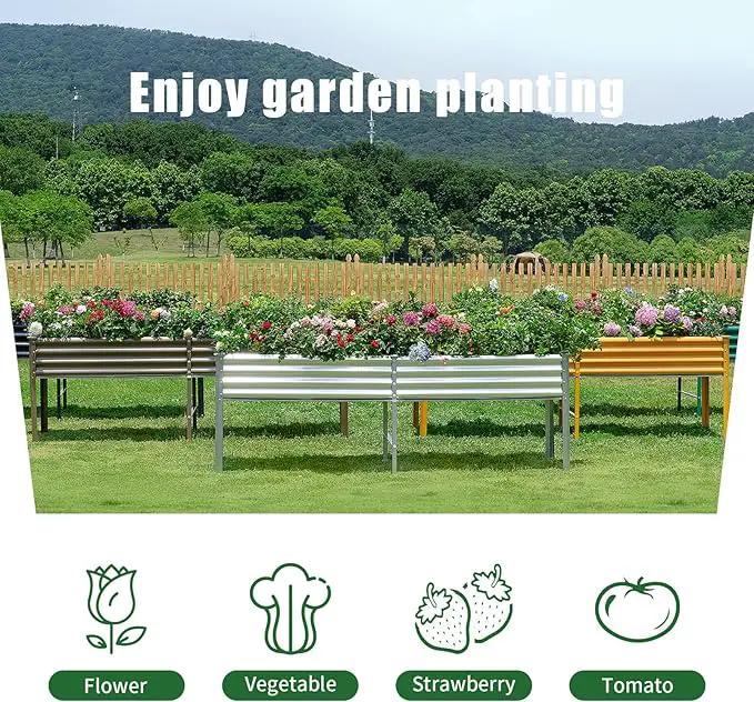 Land Guard Galvanized Raised Garden Bed with Legs, 96×24×32in Raised Garden Beds Outdoor with Drainage Holes, Planter Boxes Outdoor for Backyard, Patio, Balcony, 800lb Capacity, Green by GreenHaven Gardens
