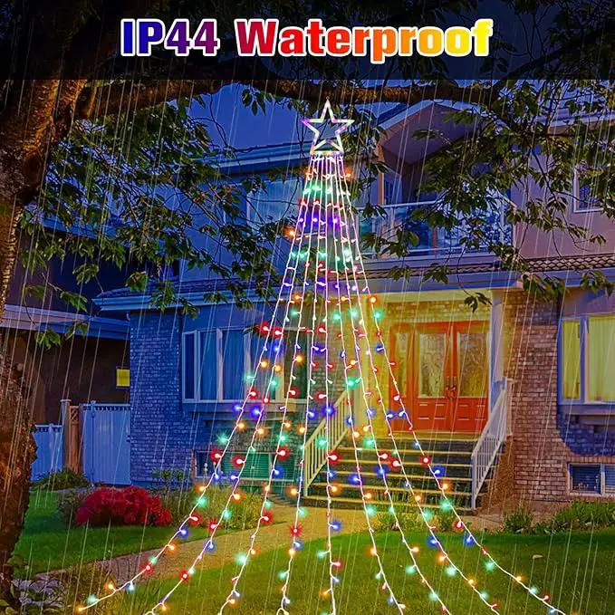 Outdoor Christmas Star String Lights, 320 LED 11.5 ft Waterfall Tree Lights with 8 Lighting Modes for Indoor/Outdoor Yard, Home, Festival, Party, Xmas, New Year Decor by GreenHaven Gardens