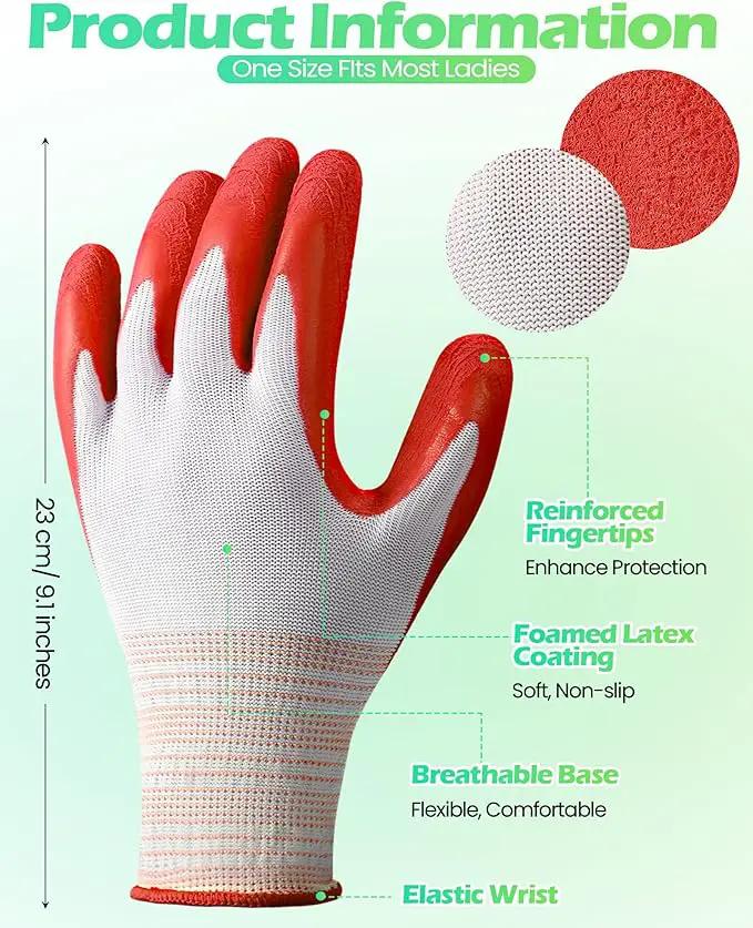 Irenare 16 Pairs Gardening Gloves Bulk for Women Breathable Rubber Coated Yard Garden Gloves Outdoor Protective with Grip by GreenHaven Gardens