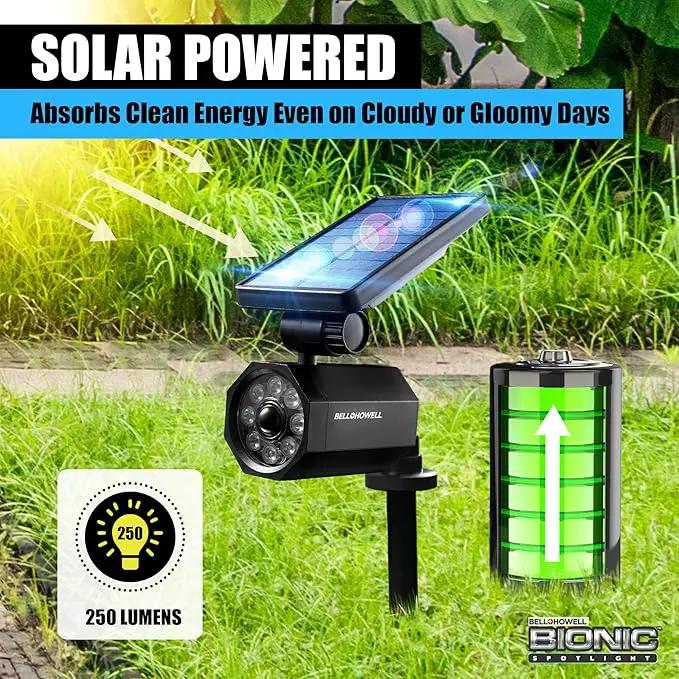 Bell+Howell Bionic Spotlight Motion Solar Spot Lights Outdoor Waterproof, Solar Landscape Lights, Outdoor Solar Yard Lights Weather Resistant, Super Bright LED Lights, for Garden, Lawn As Seen On TV by GreenHaven Gardens