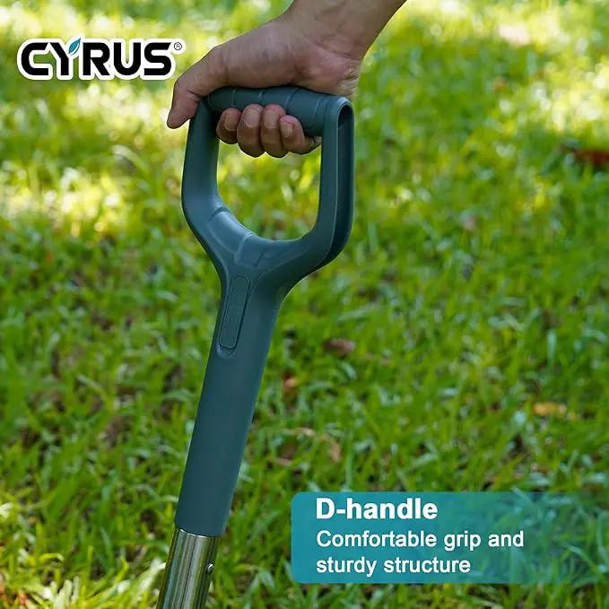 CYRUS Garden Shovel for Digging, 28 Inches in Total Length, Mini D-Shape Heavy Duty Shovel with Serrated Edges, Suitable for Garden, Lawn and Outdoor Camping by GreenHaven Gardens
