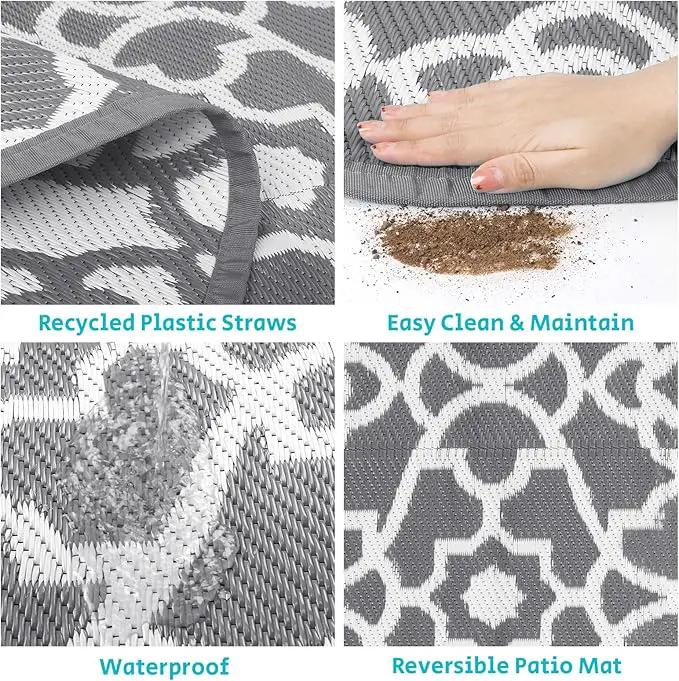 HEBE Outdoor Rug Waterproof 8ft, Plastic Straw Rug Camping Rug, Reversible Outdoor Patio Rugs RV Mat Clearance, Indoor Outside Floor Carpet for Porch,Deck,Camper,Balcony,Backyard by GreenHaven Gardens