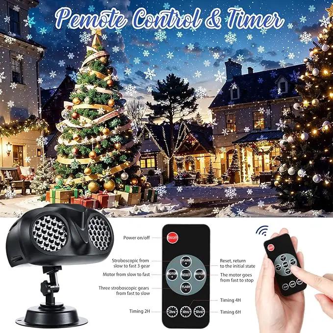 4 Pcs Christmas Snowflake Projector Lights Outdoor Waterproof Highlight Rotating LED Snow Lights with Remote Control for Xmas Holiday Party Garden Landscape Home Decoration by GreenHaven Gardens