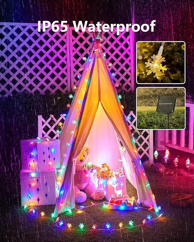 Brightown Solar Christmas Snowflake String Lights, 72FT 200 LED Outdoor Waterproof Fairy Lights with 8 Lighting Modes for Wedding, Party, Tree, Room, Garden, Patio, Yard, Home, Muliticolor by GreenHaven Gardens
