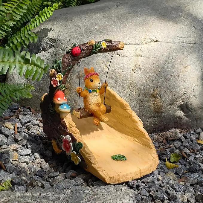 Rabbit On The Swing Gutter Downspout Extension Decoration,Rain Downspout Diverter Garden Statue,Decorative Gutter Extension,Downspout Splash Block,Animal Resin Statue Outdoor Décor by GreenHaven Gardens