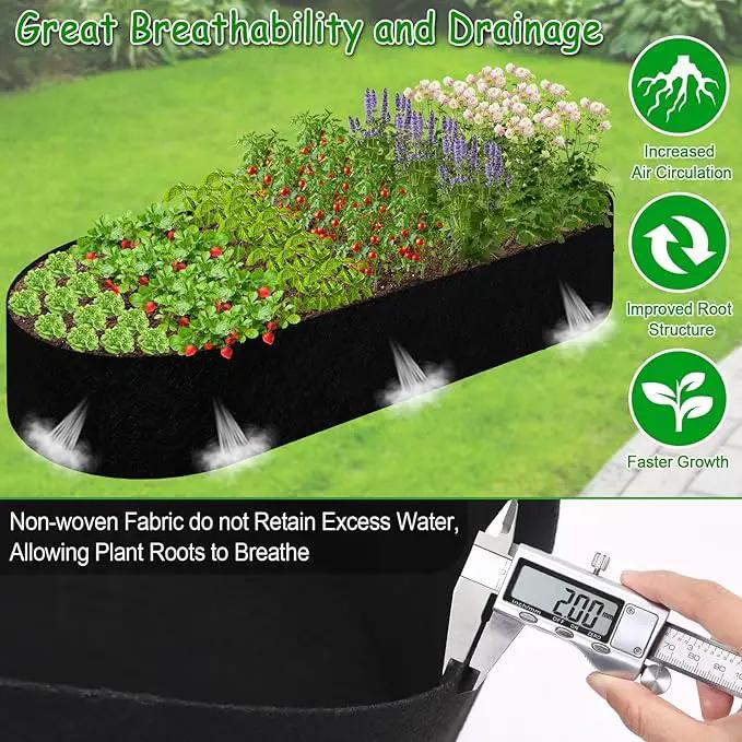 2mm Thick Fabric Garden Grow Bed Bags, 4x2x1 Ft Liners Designed For Outdoor Metal Raised Garden Beds, 60 Gallon Capacity Oval Large Vegetable Growing Boxes by GreenHaven Gardens