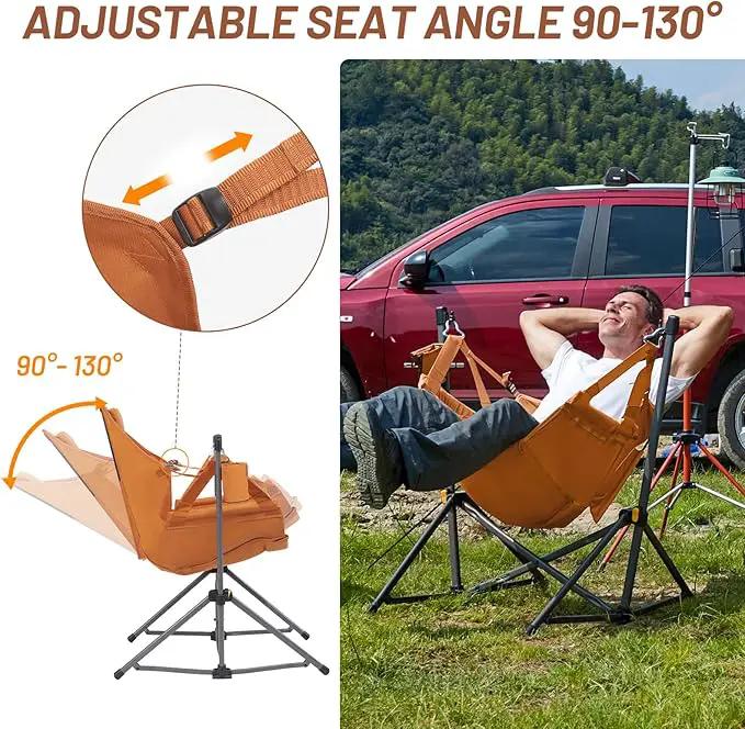 TIMBER RIDGE Hammock Camping Chair with Adjustable Backrest, Heavy Duty Folding Hammock Chair Supports 300lbs, Portable Hammock Chair for Camping, Travelling and Patio, Orange 2 Pack by GreenHaven Gardens