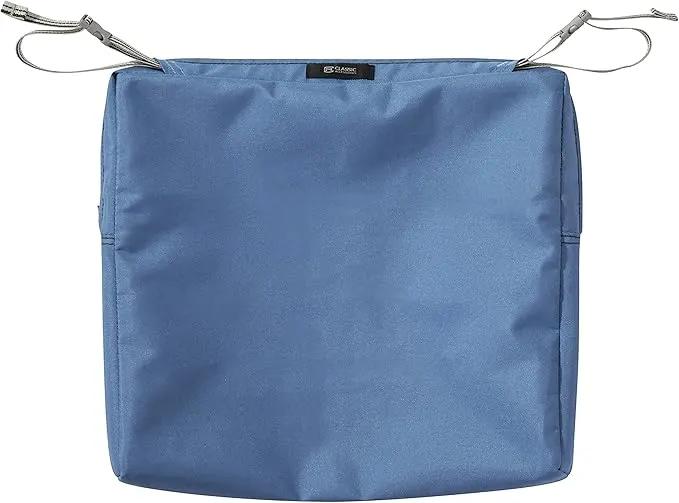 Classic Accessories Ravenna Water-Resistant 17 x 15 x 2 Inch Patio Seat Cushion, Empire Blue, Chair Seat Cushion by GreenHaven Gardens