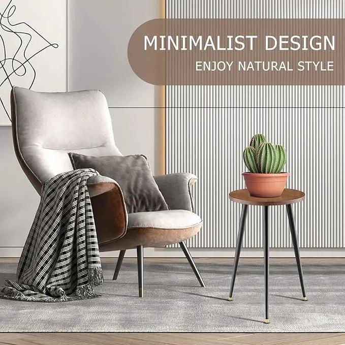 Tall Plant Stand Indoor, Mid Century Wood Plant Stand Plant Table for Flower Pots, Heavy Duty Metal Plant Holder, Modern Home Decor Small Round Side End Table (11.8"x20") by GreenHaven Gardens