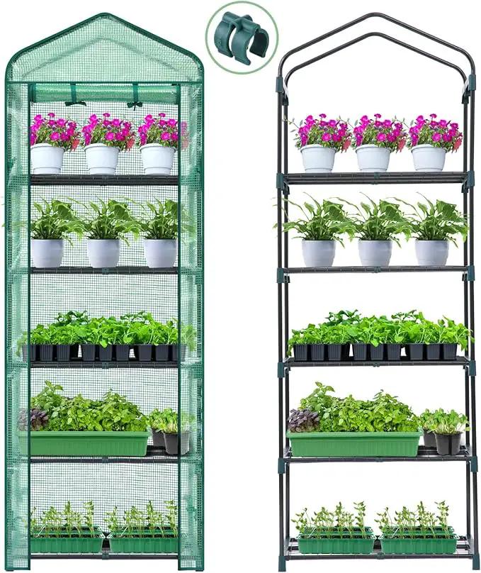 Mini Greenhouse for Indoor Outdoor: Ohuhu Small Plastic Plant Green House 5-Tier Rack Stand Portable Greenhouses with Durable PE Cover for Seedling, Ideal Gardening Gifts for Women Men by GreenHaven Gardens