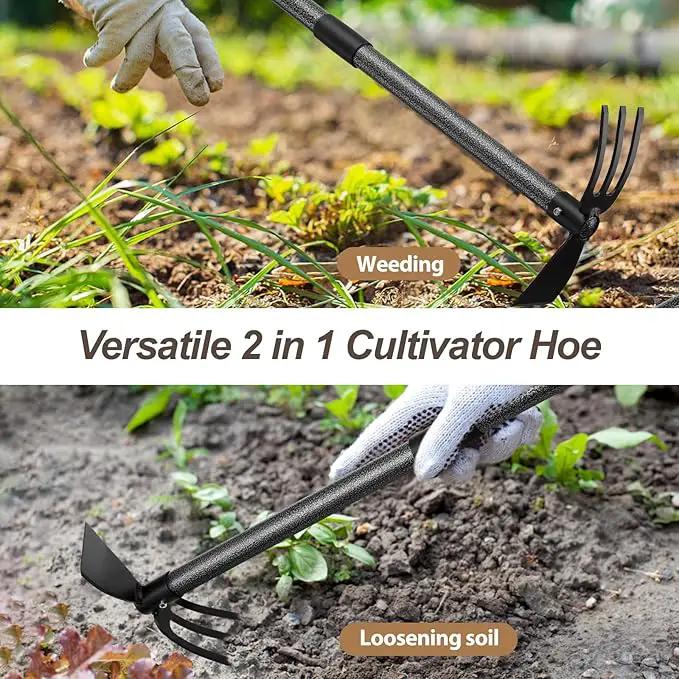 Hoe Garden Tool, 45 Inch Garden Hoe Long Handle for Weeding, Hoe Cultivator 2 in 1 Hand Garden Tools for Gardening Planting by GreenHaven Gardens