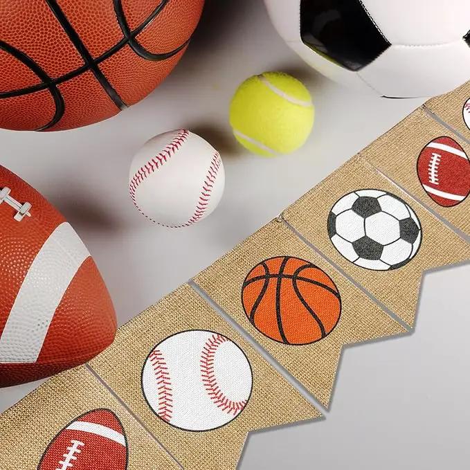 Doumeny Sports Burlap Banner Baseball Bunting Garland Sport Theme Party Hanging Banner American Football Banner Garland Basketball Soccer Banner Bunting for Birthday Baby Shower Sport Club Party Decor by GreenHaven Gardens